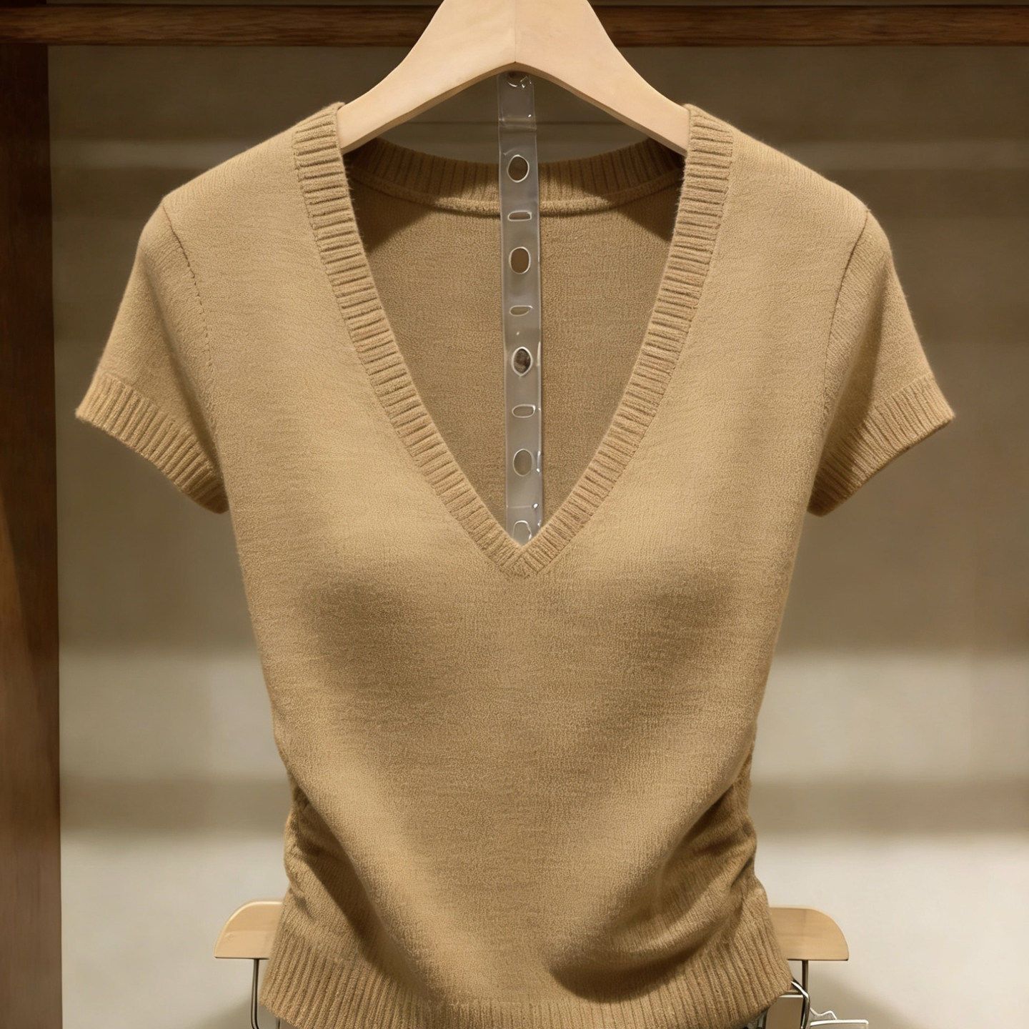 Solid-color Knitted Top For Women Super Stylish Slim-fit