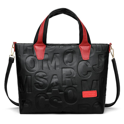 Trendy Tote Handbag Chic Letter Embossing Womens
