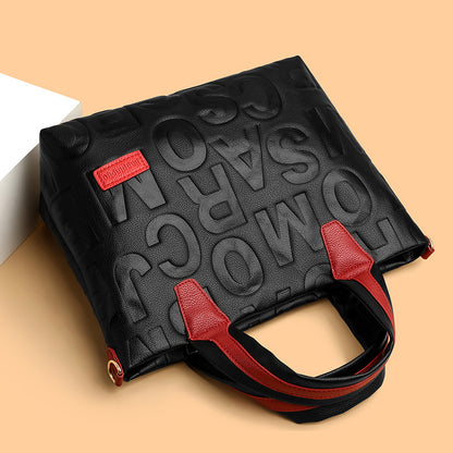 Trendy Tote Handbag Chic Letter Embossing Womens
