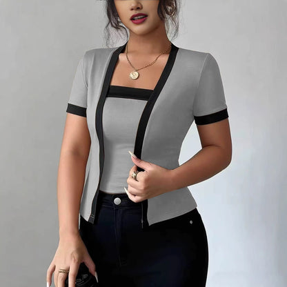 Two-Tone Knit Cardigan Set