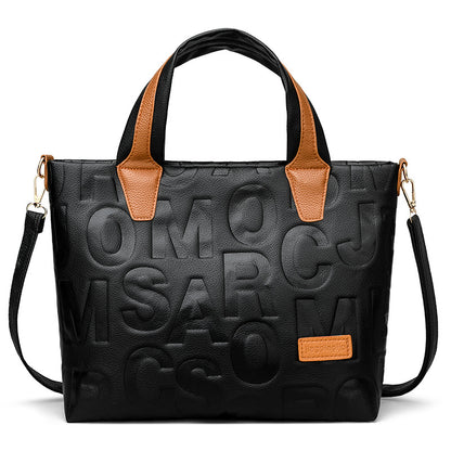 Trendy Tote Handbag Chic Letter Embossing Womens